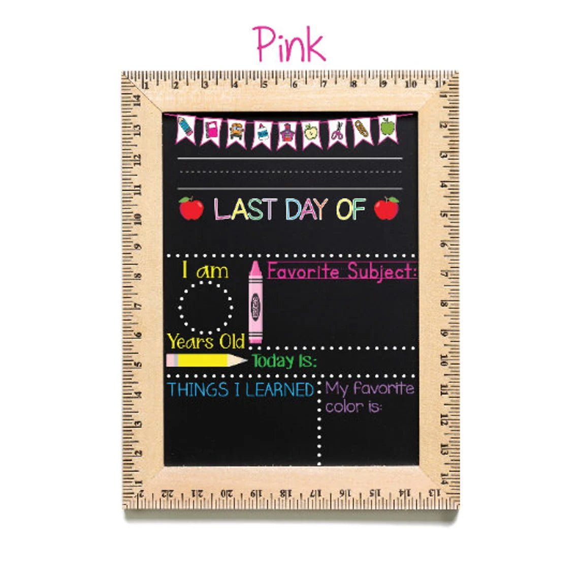 Back to School Chalkboard, First Day of School Sign, Reusable 1st Day Board, Last Day, Kindergarten, First Grade, Preschool, Ruler, BloomOwl - Family Watchs