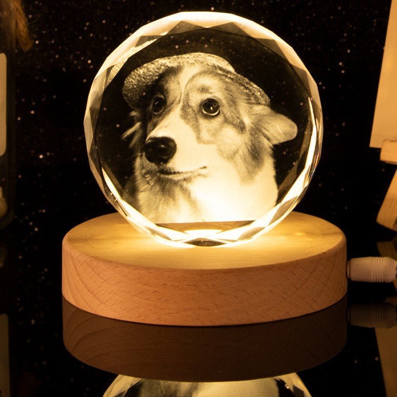 Crystal 3D interior carving creative photo ornament DIY pattern engraving couple decoration holiday gift desk ornament - Family Watchs