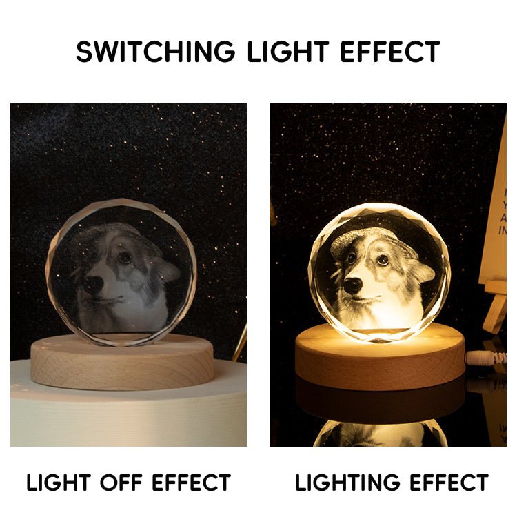 Crystal 3D interior carving creative photo ornament DIY pattern engraving couple decoration holiday gift desk ornament - Family Watchs