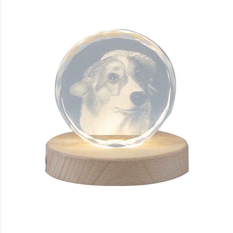 Crystal 3D interior carving creative photo ornament DIY pattern engraving couple decoration holiday gift desk ornament - Family Watchs