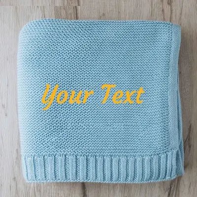 Custom Baby Blanket with Name, Personalized Embroidered Baby Blanket Personalized Knit Baby Name Blanket Newborn Baby Gifts, Gifts for Baby Boy, Baby Girl, Birthday - Family Watchs
