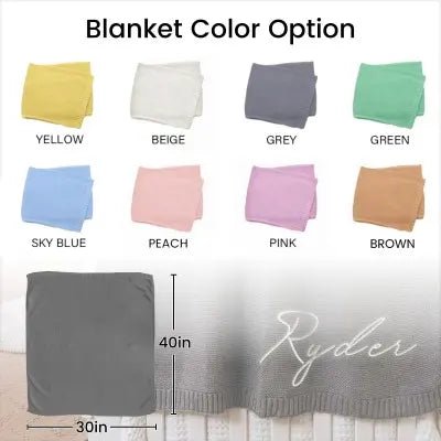 Custom Baby Blanket with Name, Personalized Embroidered Baby Blanket Personalized Knit Baby Name Blanket Newborn Baby Gifts, Gifts for Baby Boy, Baby Girl, Birthday - Family Watchs