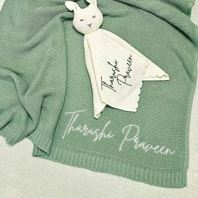 Custom Baby Blanket with Name, Personalized Embroidered Baby Blanket Personalized Knit Baby Name Blanket Newborn Baby Gifts, Gifts for Baby Boy, Baby Girl, Birthday - Family Watchs