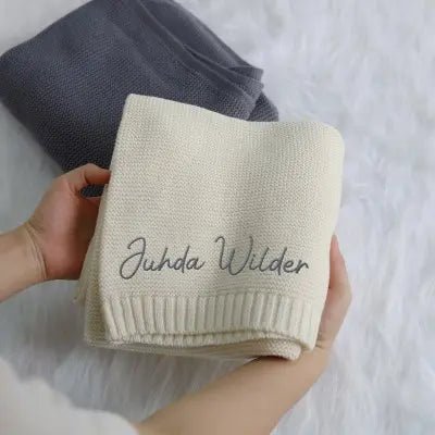 Custom Baby Blanket with Name, Personalized Embroidered Baby Blanket Personalized Knit Baby Name Blanket Newborn Baby Gifts, Gifts for Baby Boy, Baby Girl, Birthday - Family Watchs