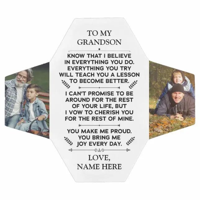 Custom Gift To My Grandson with 2 Photos Soccer Ball - Family Watchs