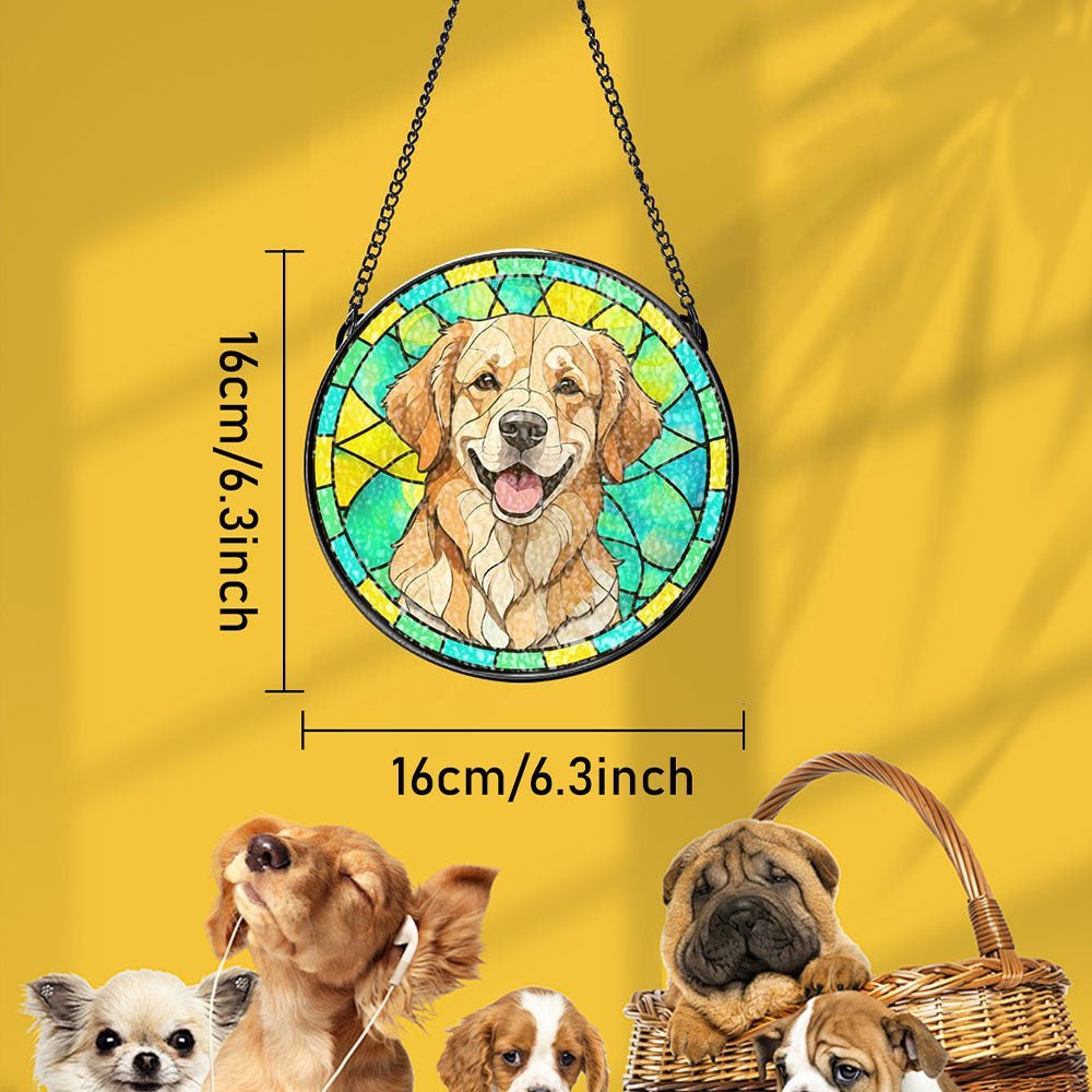 Custom Pet Stained Glass Suncatcher Pet Ornament Remembrance Gifts for Pet Lovers - Family Watchs