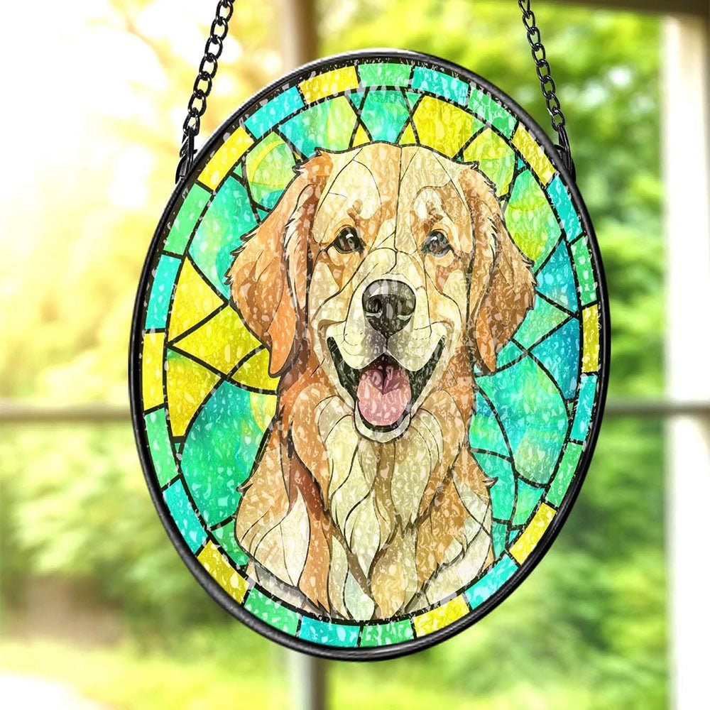 Custom Pet Stained Glass Suncatcher Pet Ornament Remembrance Gifts for Pet Lovers - Family Watchs