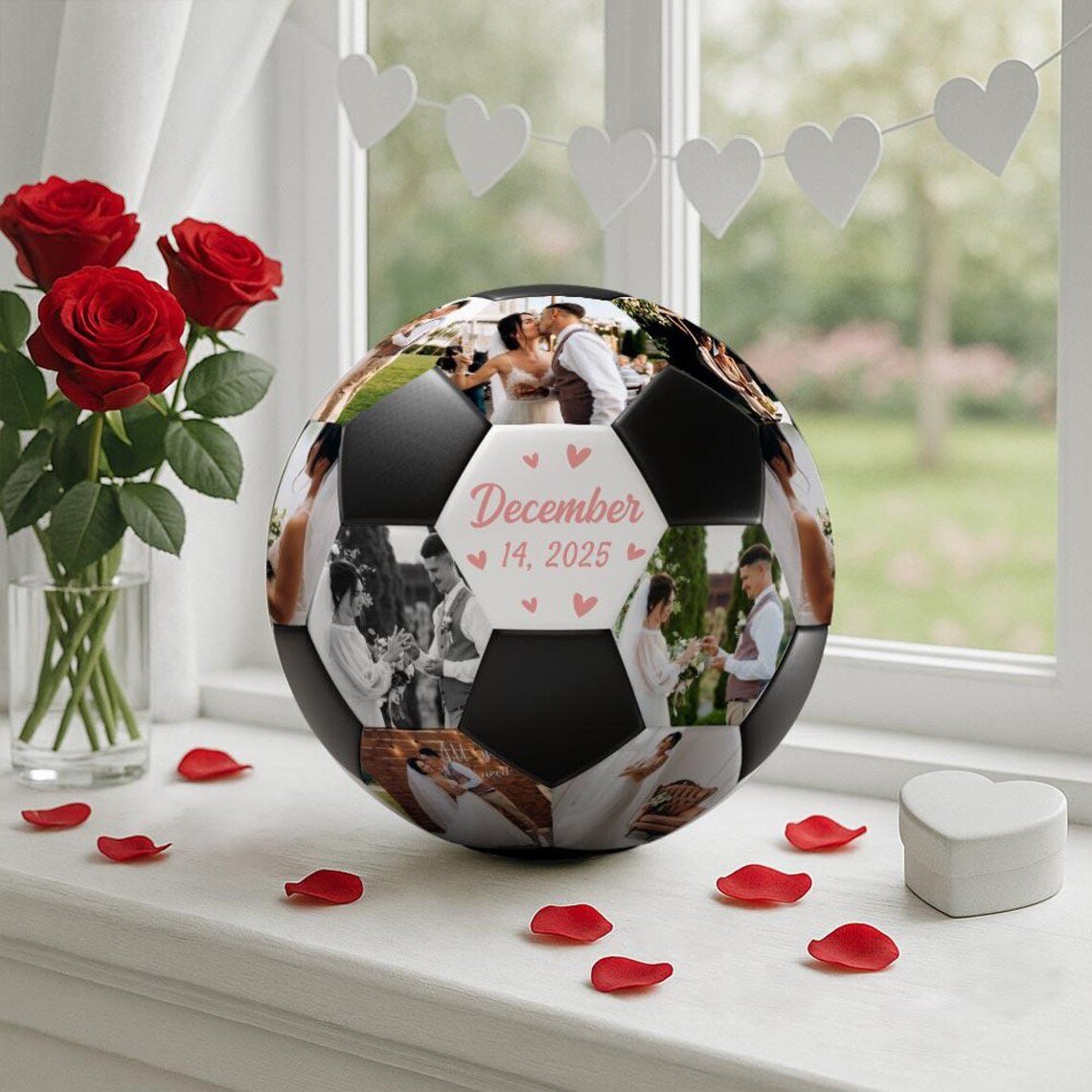 Custom Photo and Name Soccer, Personalized name soccer gift, Gift for Soccer Coach, Anniversary present for him - Family Watchs