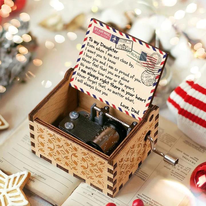 Dad To Daughter - I Will Always Love You Engraved Wooden Music Box - Family Watchs