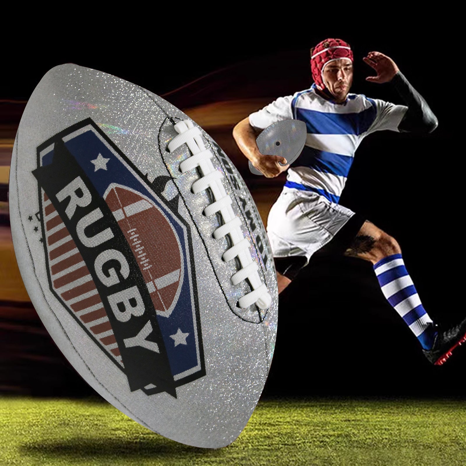 Dad To Son - Love You Birthday Graduation Christmas Holiday Gift With Cool Reflective Iridescent Personalized Football - Family Watchs