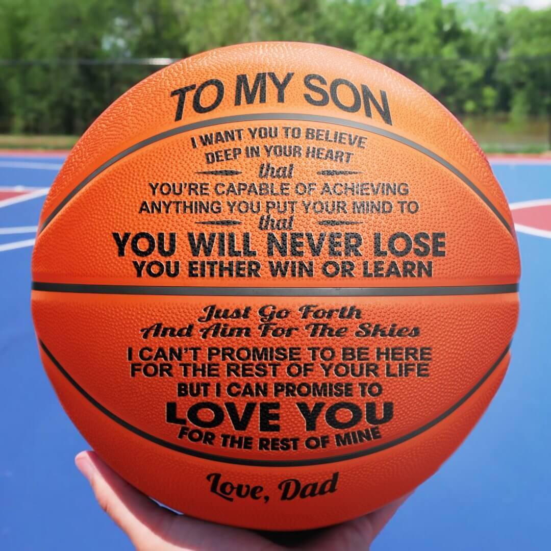 Engraved 29.5" Basketball Size 7- Personalized Gifts For Men, To My Son Gifts From Dad, Father And Son Gifts For Son, Grandson Gifts From Grandma, Christmas, Birthday, Graduation Gift For Son - Family Watchs