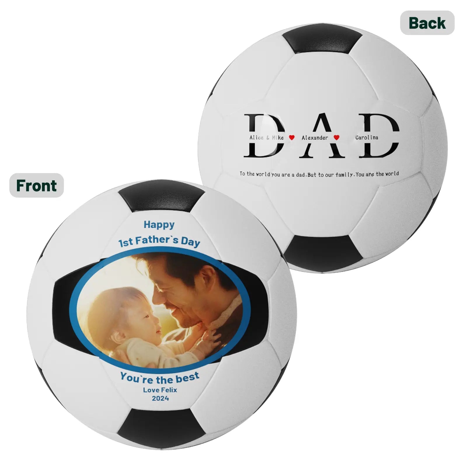 Father's Day Photo Personalized Soccer Ball - Family Watchs