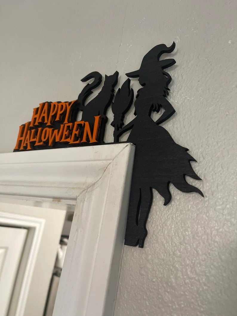 Halloween Door Corner Sign - Door Corner Decor - Halloween Decorating - Halloween Signs - Happy Halloween - Halloween Color - Witchy - Family Watchs