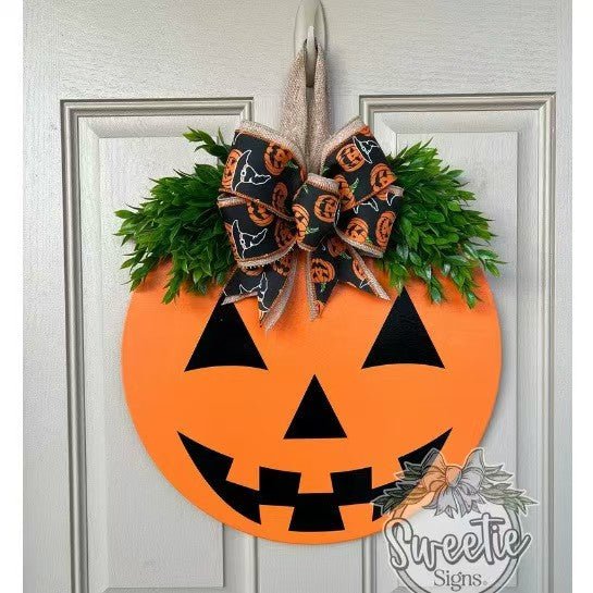Halloween Front Door Decor | Halloween Front Door Sign | Jack - o - lantern | Halloween Door Hanger | Jack - O - Lantern Face | Halloween Sign - Family Watchs