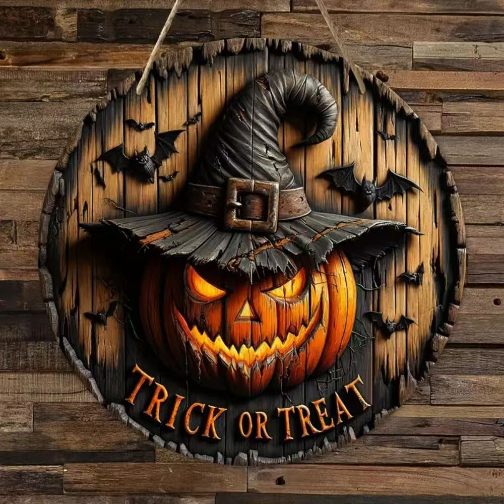 Halloween Front Door Decor | Halloween Front Door Sign | Jack - o - lantern | Halloween Door Hanger | Jack - O - Lantern Face | Halloween Sign - Family Watchs