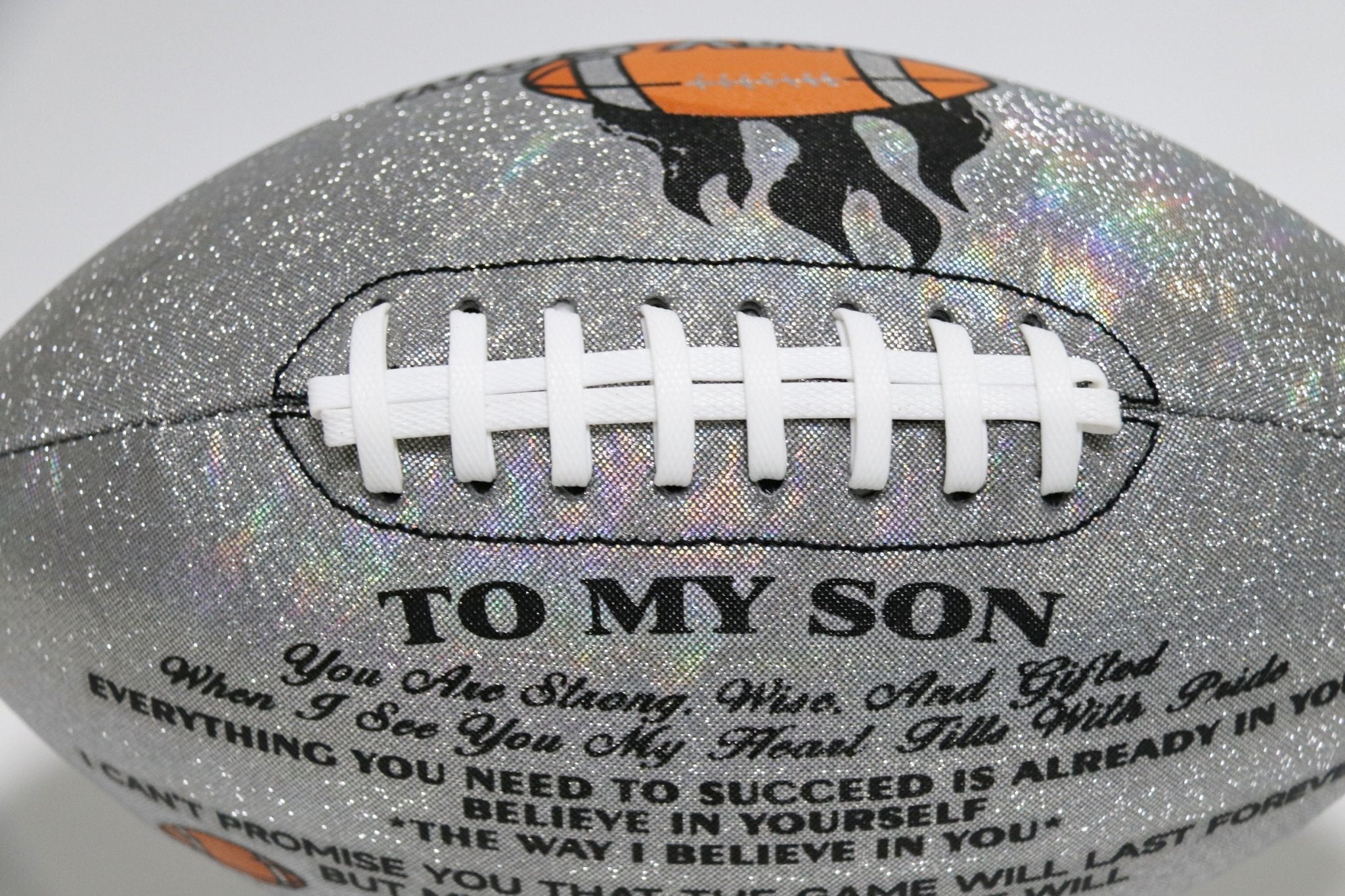 Mom To Son - Love You Birthday Graduation Christmas Holiday Gift With Cool Reflective Iridescent Personalized Football - Family Watchs