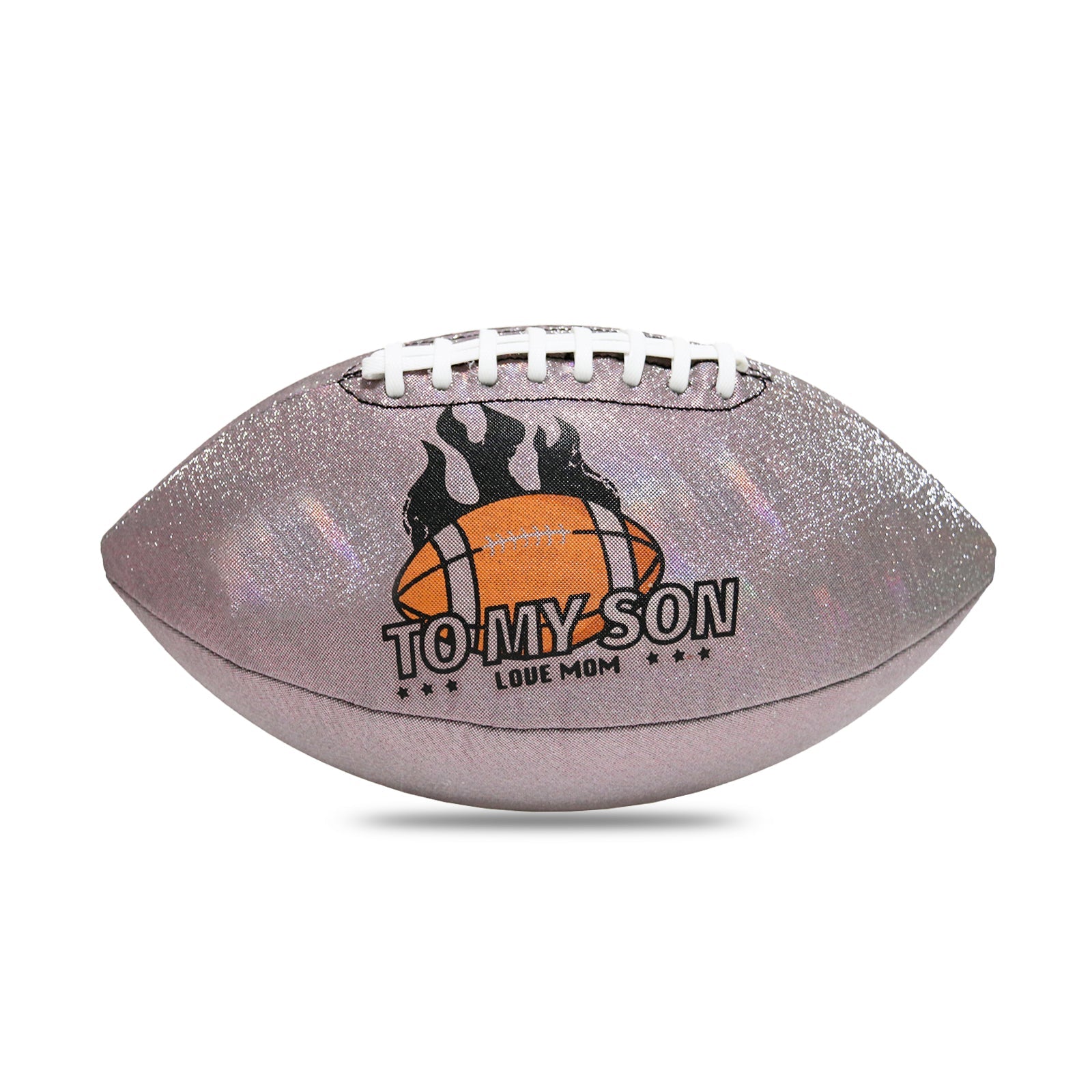 Mom To Son - Love You Birthday Graduation Christmas Holiday Gift With Cool Reflective Iridescent Personalized Football - Family Watchs