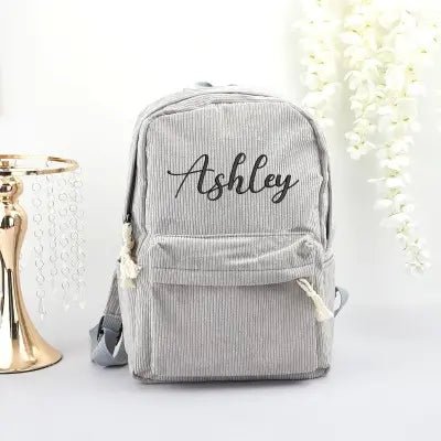 Personalized Corduroy Backpack, Monogram Toddler Backpacks, Embroidered School Bags for Kids and Toddlers, Birthday Gift, Preschool Book Bag - Family Watchs