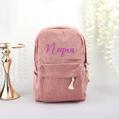Personalized Corduroy Backpack, Monogram Toddler Backpacks, Embroidered School Bags for Kids and Toddlers, Birthday Gift, Preschool Book Bag - Family Watchs