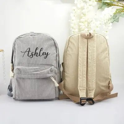 Personalized Corduroy Backpack, Monogram Toddler Backpacks, Embroidered School Bags for Kids and Toddlers, Birthday Gift, Preschool Book Bag - Family Watchs