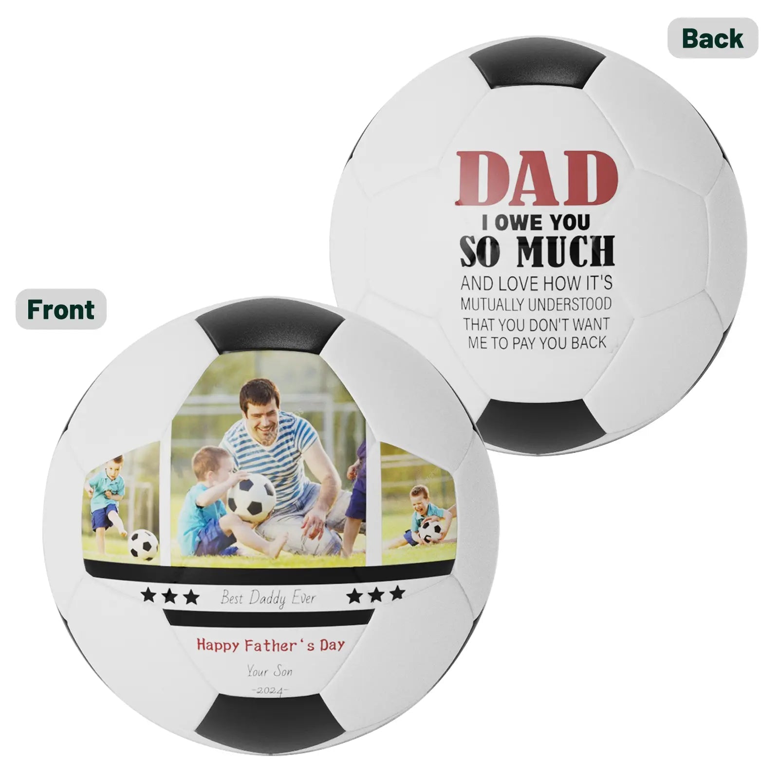 Personalized Custom Photo Soccer Ball Gifts For Dad,Grandpa,Son,Grandson - Family Watchs