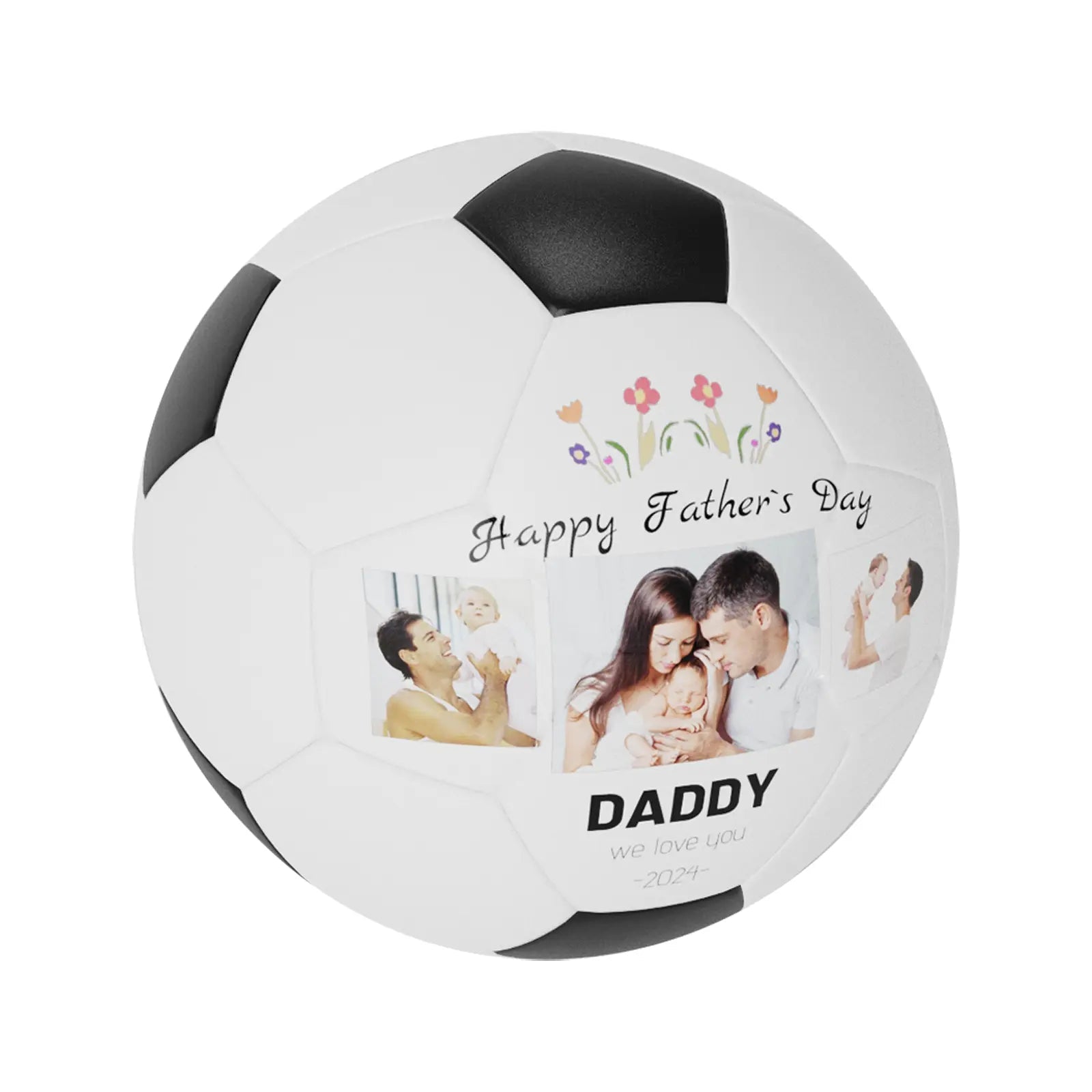 Personalized Custom Photo/Text Soccer Ball Gifts For Dad, Mom, Son, Daughter, Grandson - Family Watchs