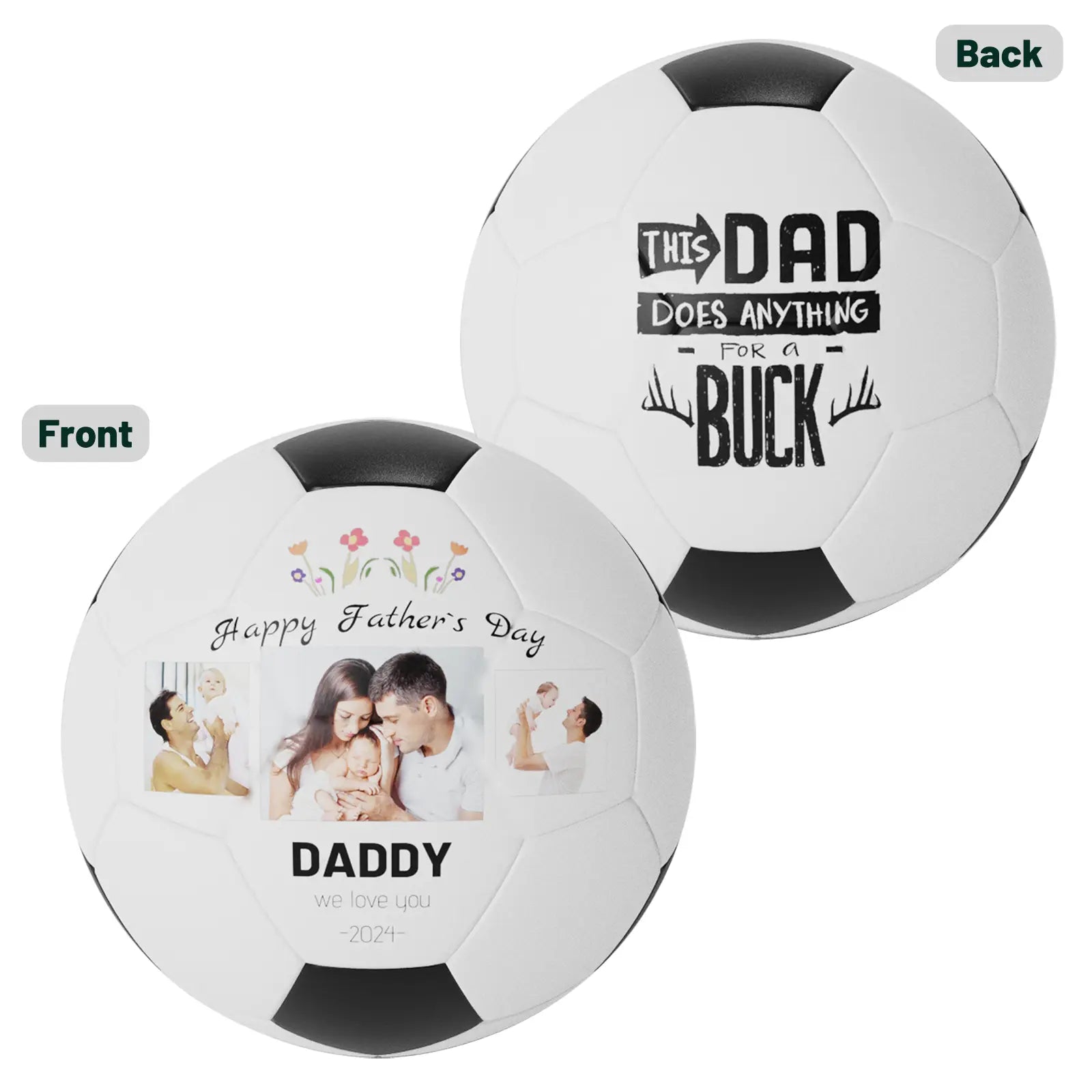 Personalized Custom Photo/Text Soccer Ball Gifts For Dad, Mom, Son, Daughter, Grandson - Family Watchs