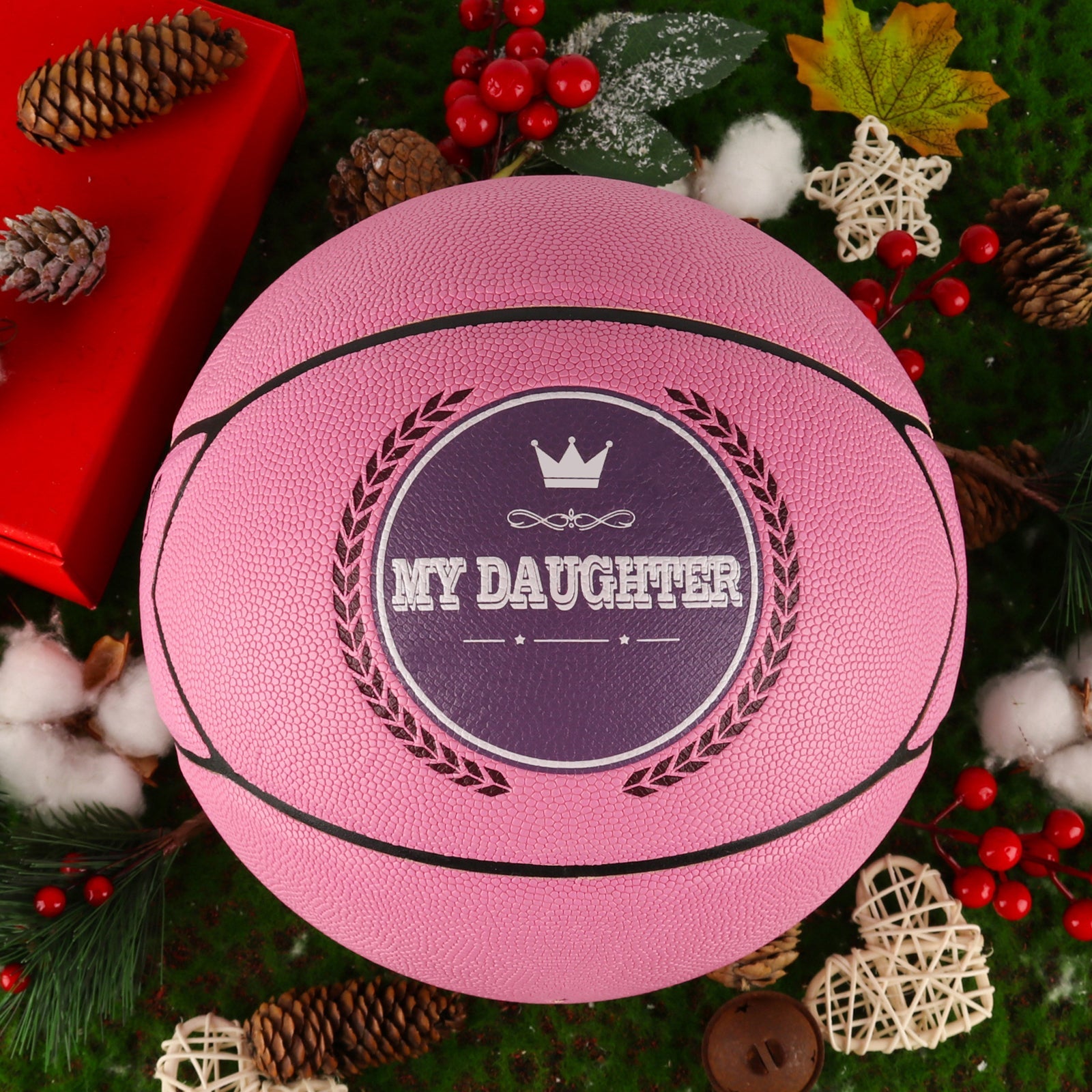 Personalized Letter Basketball For Daughter, Basketball Indoor/Outdoor Game Ball For Girl, Birthday Christmas Gift For Daughter From Mom, Pink - Family Watchs