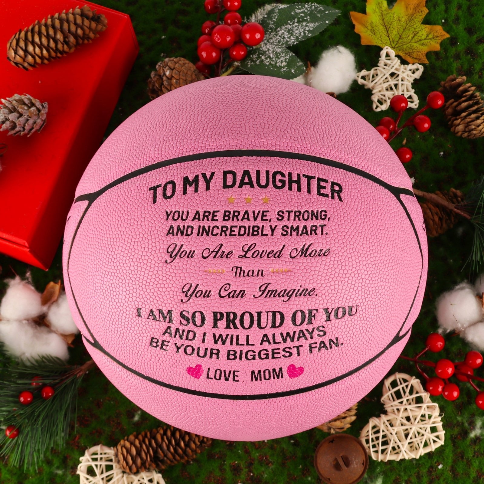 Personalized Letter Basketball For Daughter, Basketball Indoor/Outdoor Game Ball For Girl, Birthday Christmas Gift For Daughter From Mom, Pink - Family Watchs