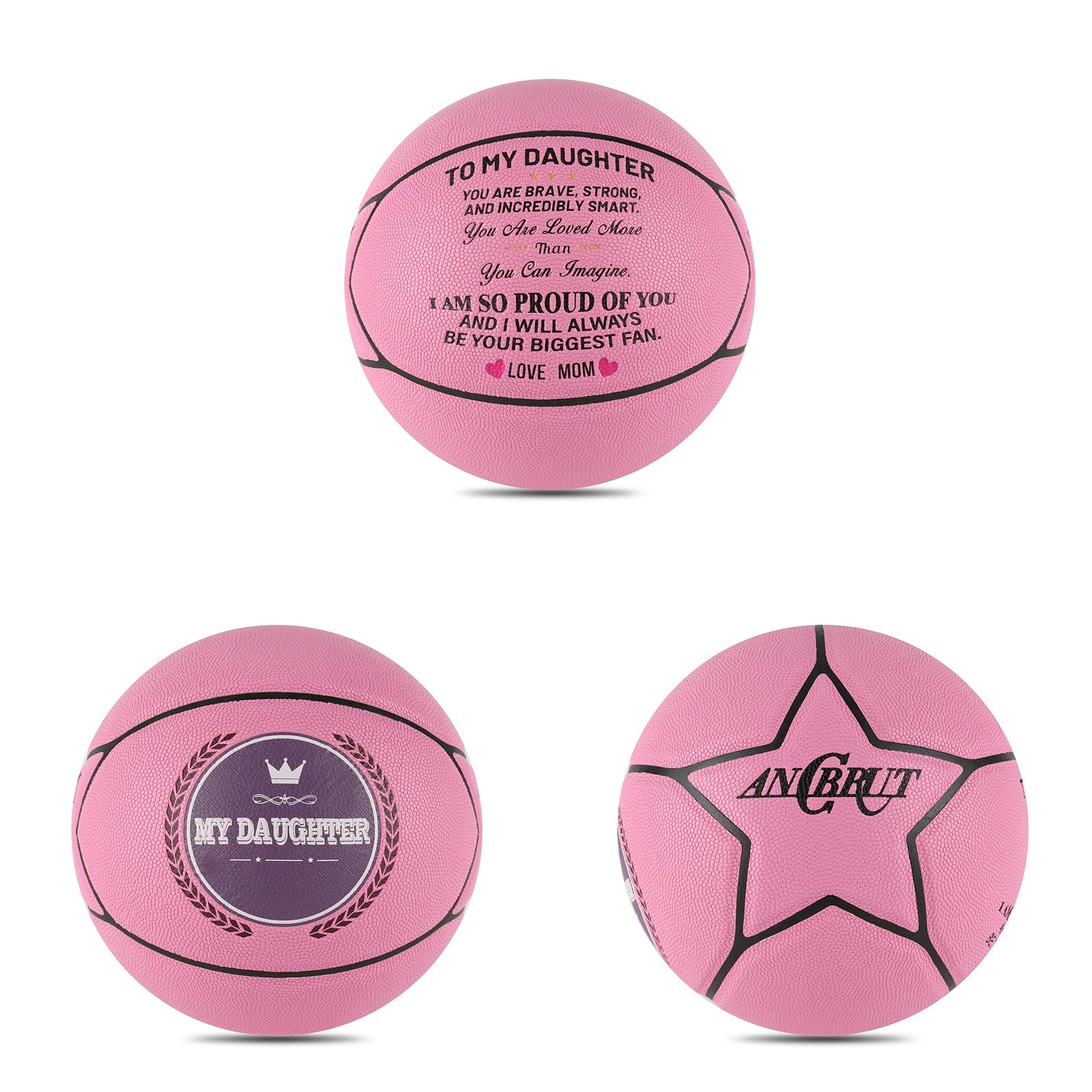 Personalized Letter Basketball For Daughter, Basketball Indoor/Outdoor Game Ball For Girl, Birthday Christmas Gift For Daughter From Mom, Pink - Family Watchs