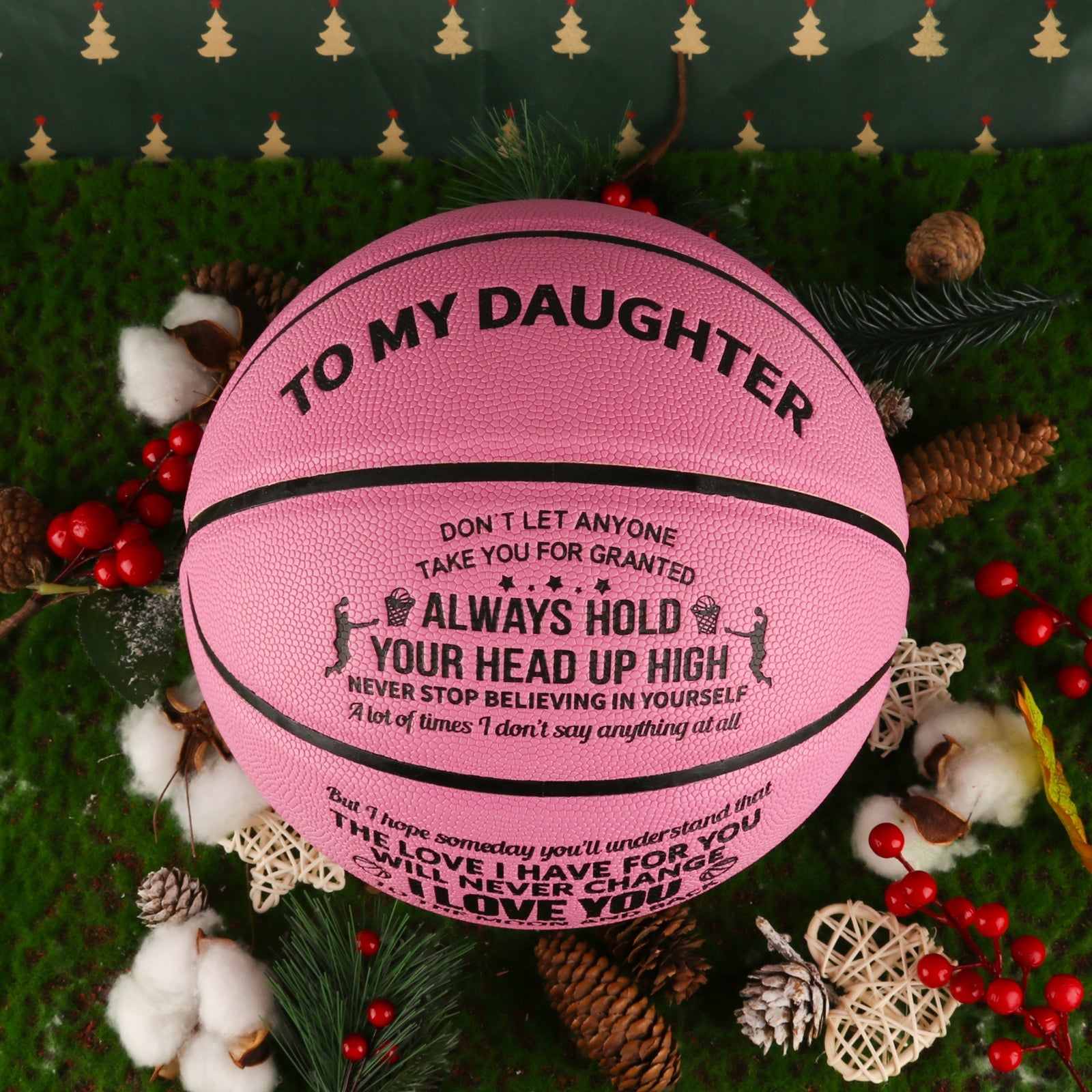 Personalized Letter Basketball For Daughter, Basketball Indoor/Outdoor Game Ball For Girl, Birthday Christmas Gift For Daughter, Pink - Family Watchs