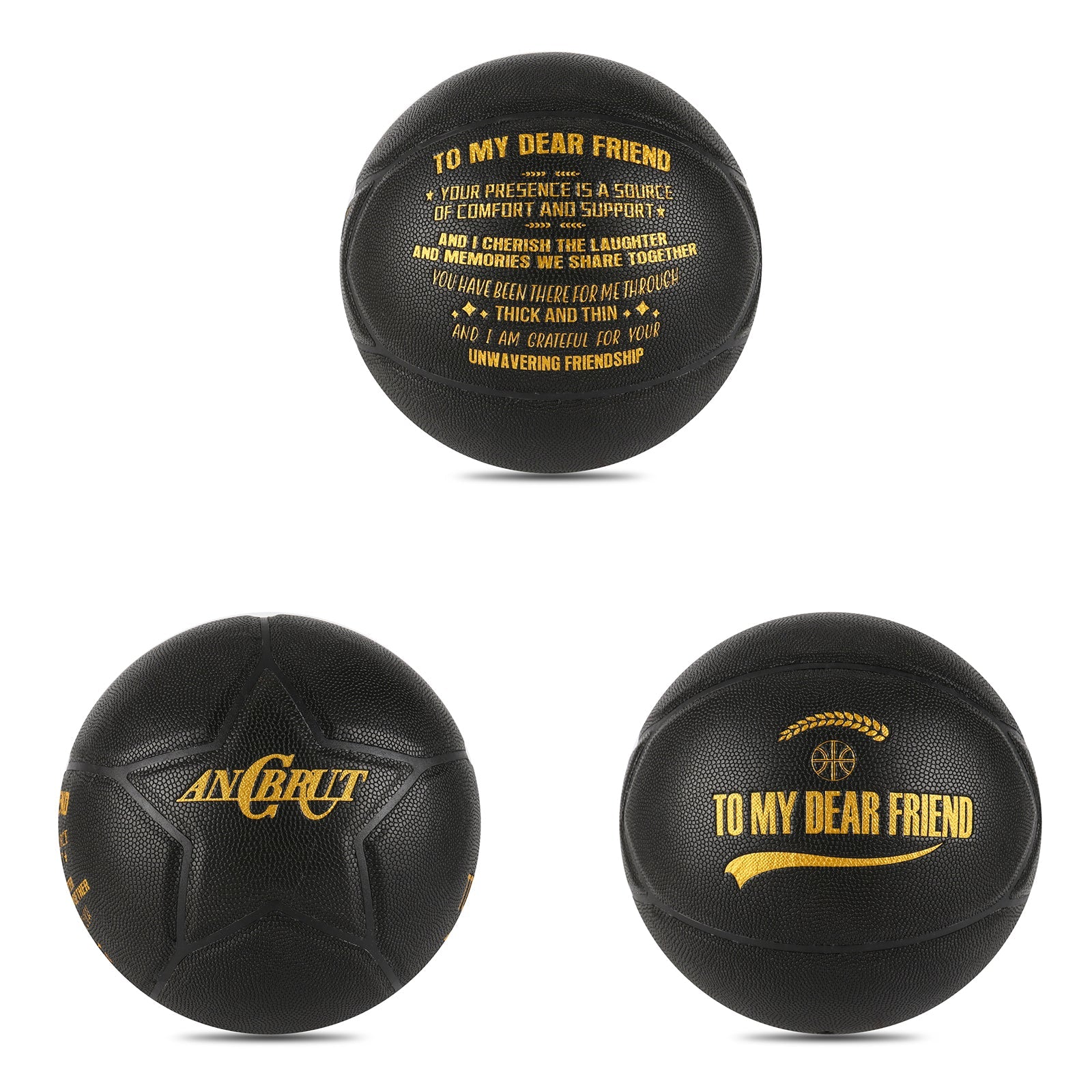 Personalized Letter Basketball For Friend, Basketball Indoor/Outdoor Game Ball For Friend, Birthday Christmas Gift For Friend, Black - Family Watchs