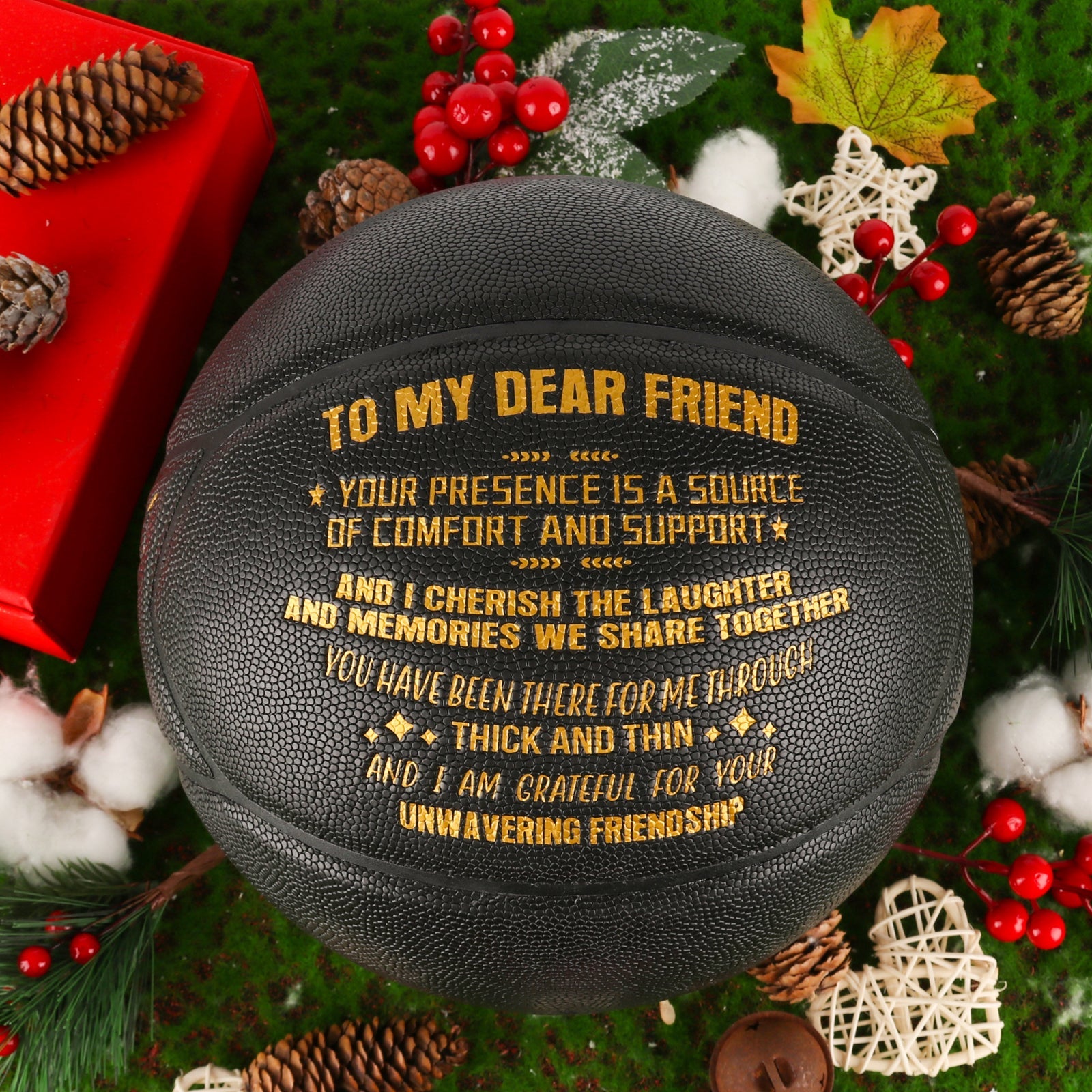 Personalized Letter Basketball For Friend, Basketball Indoor/Outdoor Game Ball For Friend, Birthday Christmas Gift For Friend, Black - Family Watchs