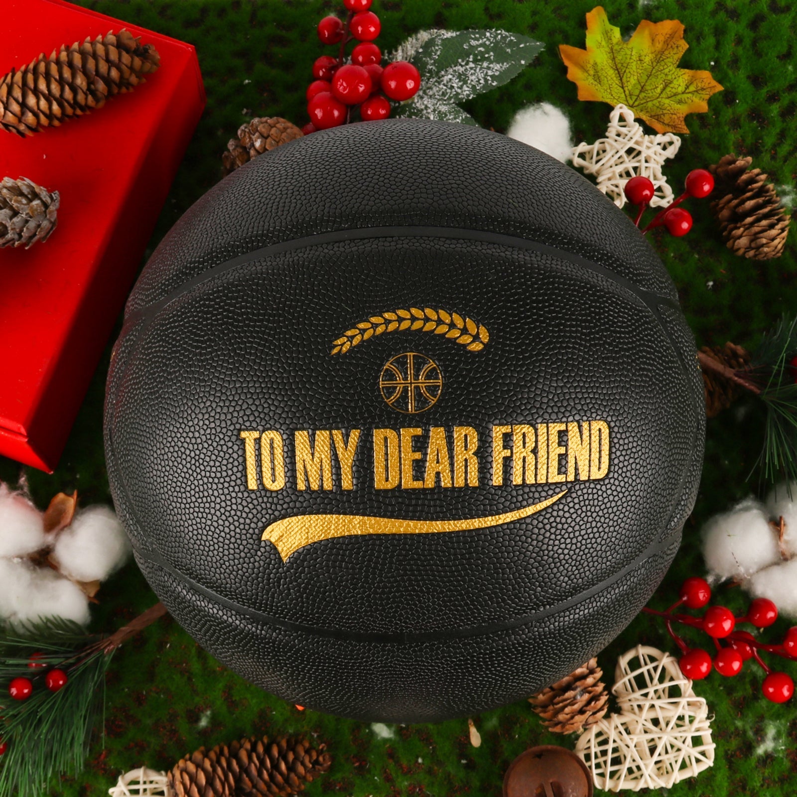 Personalized Letter Basketball For Friend, Basketball Indoor/Outdoor Game Ball For Friend, Birthday Christmas Gift For Friend, Black - Family Watchs