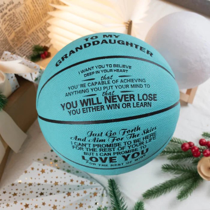 Personalized Letter Basketball For Granddaughter, Basketball Indoor/Outdoor Game Ball For Girl, Birthday Christmas Gift For Granddaughter - Family Watchs