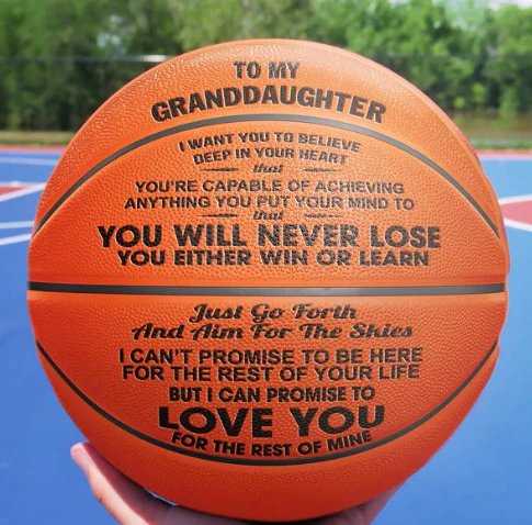 Personalized Letter Basketball For Granddaughter, Basketball Indoor/Outdoor Game Ball For Girl, Birthday Christmas Gift For Granddaughter - Family Watchs