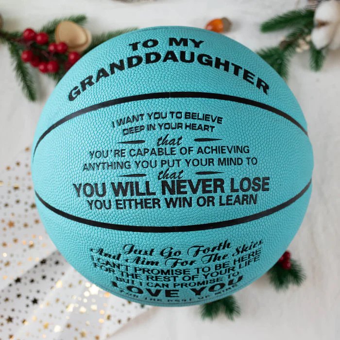 Personalized Letter Basketball For Granddaughter, Basketball Indoor/Outdoor Game Ball For Girl, Birthday Christmas Gift For Granddaughter - Family Watchs