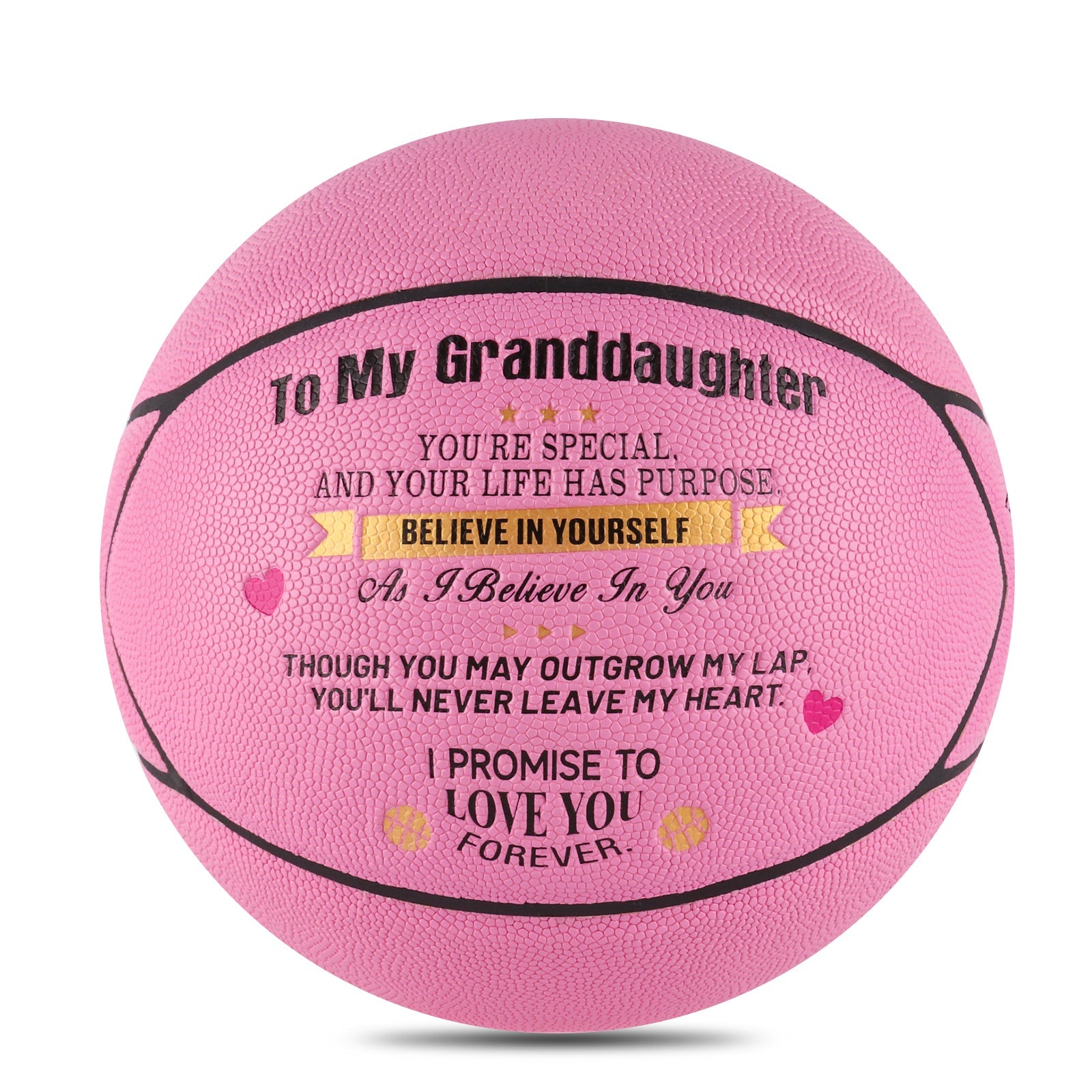 Personalized Letter Basketball For Granddaughter, Basketball Indoor/Outdoor Game Ball For Girl, Birthday Christmas Gift For Granddaughter, Pink - Family Watchs