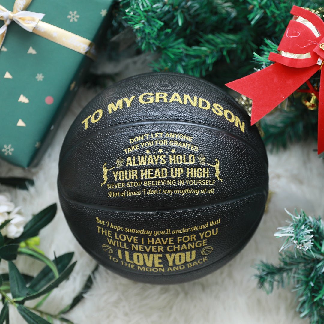 Personalized Letter Basketball For Grandson, Basketball Indoor/Outdoor Game Ball, Birthday Christmas Gift For Grandson From Grandparent,Black - Family Watchs