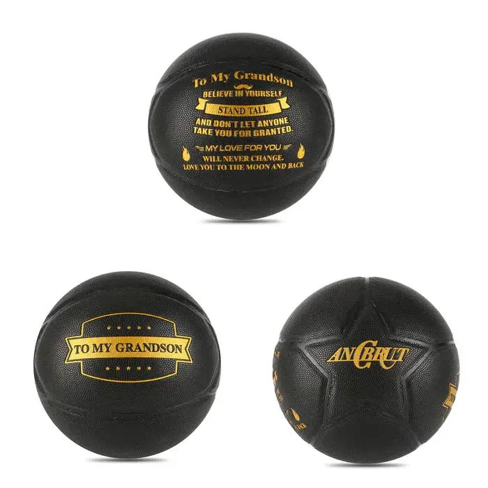 Personalized Letter Basketball For Grandson, Basketball Indoor/Outdoor Game Ball, Birthday Christmas Gift For Grandson From Grandparent,Black - Family Watchs