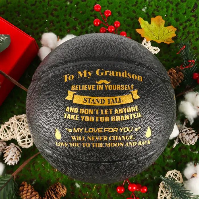 Personalized Letter Basketball For Grandson, Basketball Indoor/Outdoor Game Ball, Birthday Christmas Gift For Grandson From Grandparent,Black - Family Watchs