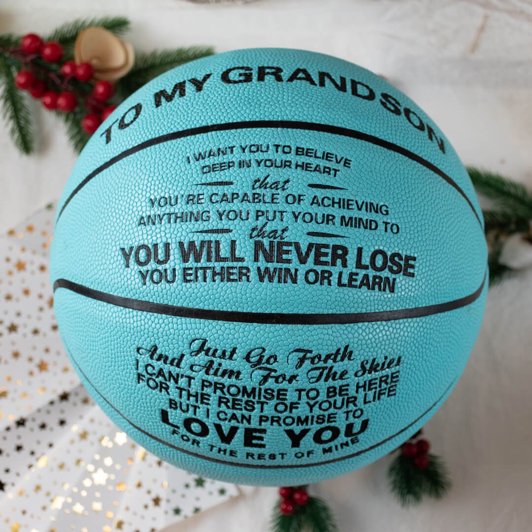 Personalized Letter Basketball For Grandson, Basketball Indoor/Outdoor Game Ball, Birthday Christmas Gift For Grandson From Grandparent,Blue - Family Watchs