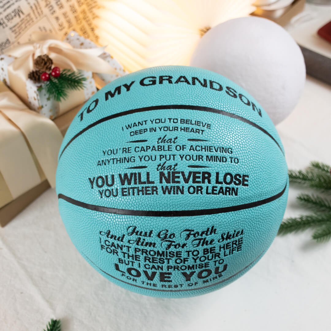Personalized Letter Basketball For Grandson, Basketball Indoor/Outdoor Game Ball, Birthday Christmas Gift For Grandson From Grandparent,Blue - Family Watchs