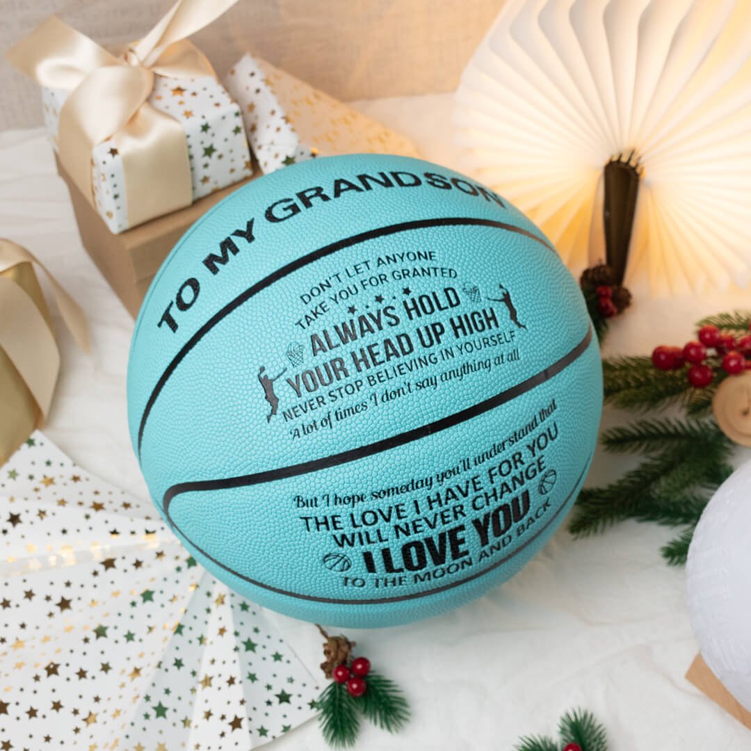 Personalized Letter Basketball For Grandson, Basketball Indoor/Outdoor Game Ball, Birthday Christmas Gift For Grandson From Grandparent,Blue - Family Watchs