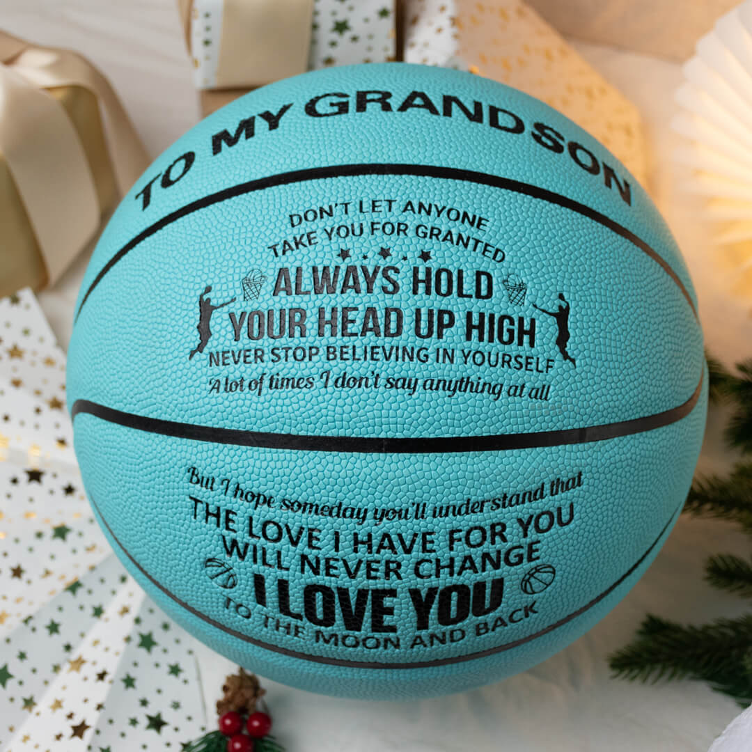 Personalized Letter Basketball For Grandson, Basketball Indoor/Outdoor Game Ball, Birthday Christmas Gift For Grandson From Grandparent,Blue - Family Watchs