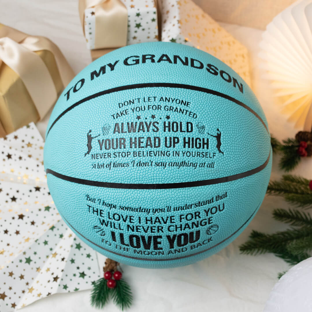 Personalized Letter Basketball For Grandson, Basketball Indoor/Outdoor Game Ball, Birthday Christmas Gift For Grandson From Grandparent,Blue - Family Watchs