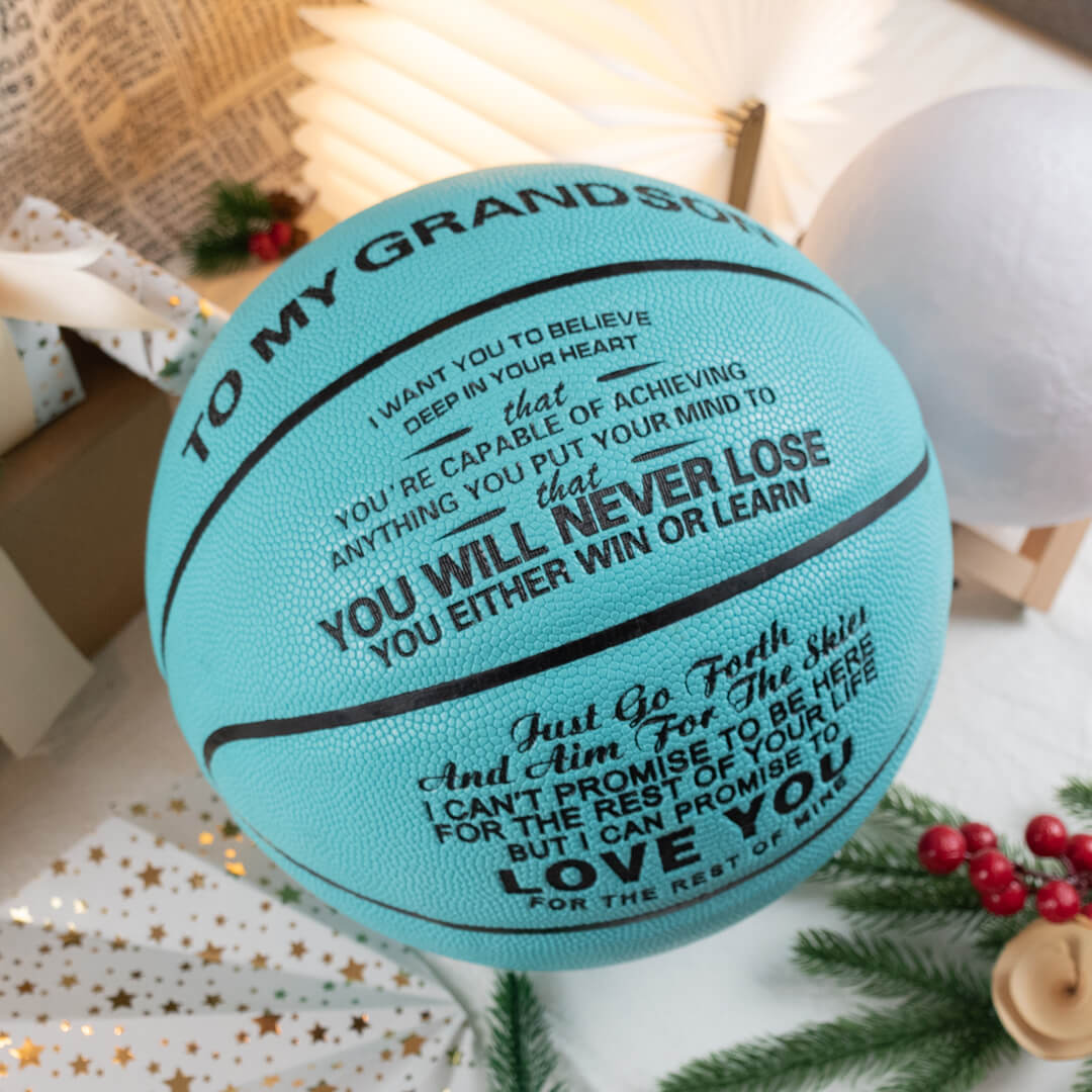 Personalized Letter Basketball For Grandson, Basketball Indoor/Outdoor Game Ball, Birthday Christmas Gift For Grandson From Grandparent,Blue - Family Watchs