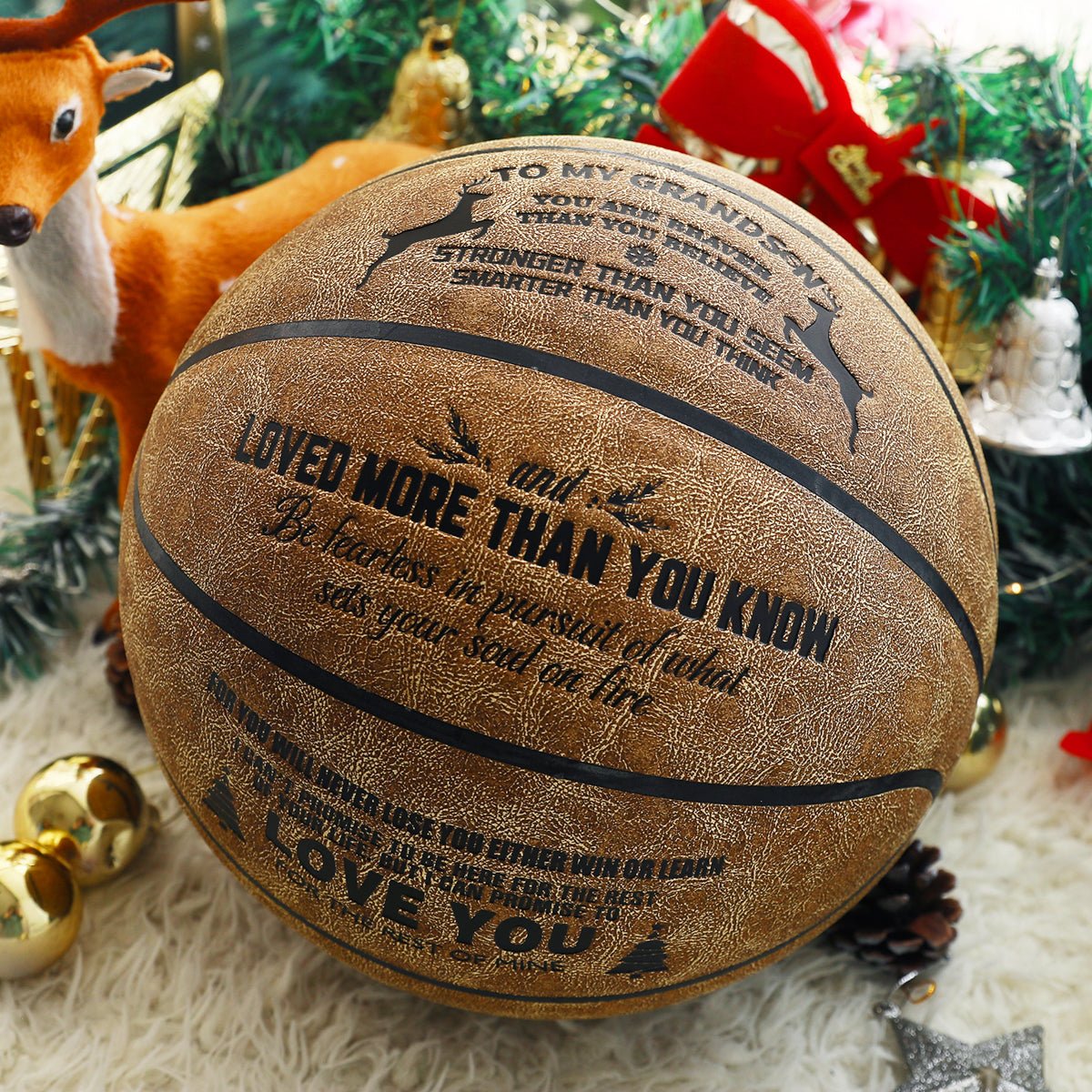 Personalized Letter Basketball For Grandson, Basketball Indoor/Outdoor Game Ball For Boy, Birthday Christmas Gift For Grandson, Christmas - Family Watchs