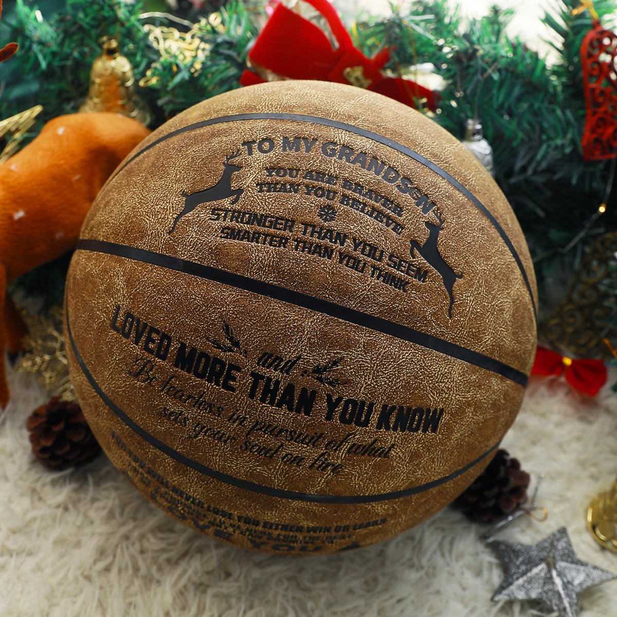 Personalized Letter Basketball For Grandson, Basketball Indoor/Outdoor Game Ball For Boy, Birthday Christmas Gift For Grandson, Christmas - Family Watchs