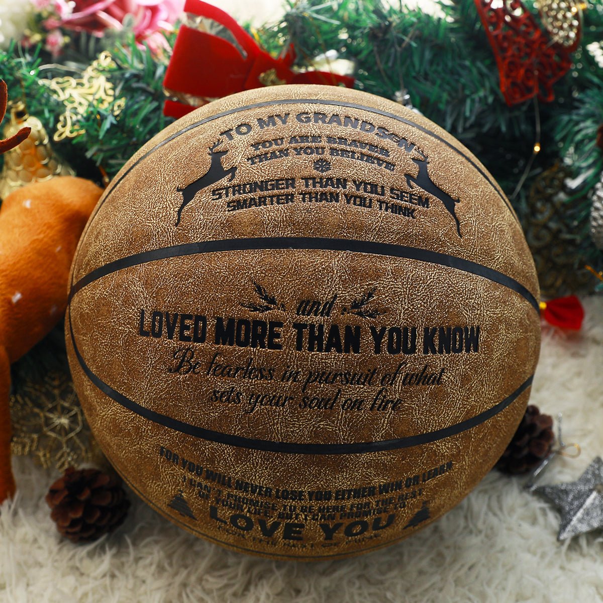 Personalized Letter Basketball For Grandson, Basketball Indoor/Outdoor Game Ball For Boy, Birthday Christmas Gift For Grandson, Christmas - Family Watchs